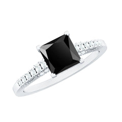 1.5 CT Solitaire Created Black Diamond Minimal Solitaire Ring with Diamond