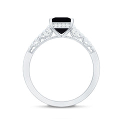 1.5 CT Solitaire Created Black Diamond Minimal Solitaire Ring with Diamond
