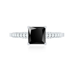 1.5 CT Solitaire Created Black Diamond Minimal Solitaire Ring with Diamond
