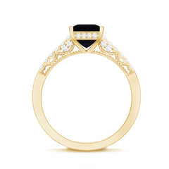 1.5 CT Solitaire Created Black Diamond Minimal Solitaire Ring with Diamond