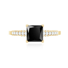 1.5 CT Solitaire Created Black Diamond Minimal Solitaire Ring with Diamond