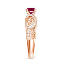 Vintage Style 0.6 Carat Ruby Engagement Ring with Diamond