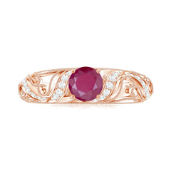 Vintage Style 0.6 Carat Ruby Engagement Ring with Diamond