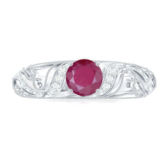 Vintage Style 0.6 Carat Ruby Engagement Ring with Diamond