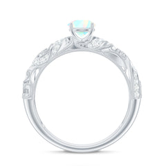 Natural Ethiopian Opal Diamond Vintage Looking Engagement Ring with Certificate