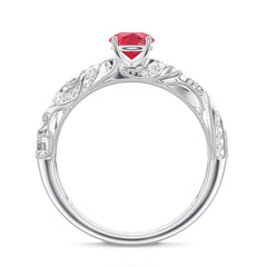 Lab Created Ruby and Diamond Vintage Inspired Engagement Ring