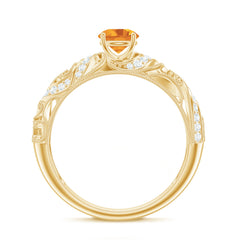 Vintage Looking Citrine Engagement Ring with Diamond