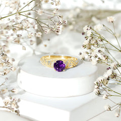 Vintage Style Amethyst Engagement Ring with Diamond