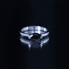 Marquise Cut Solitaire Black Onyx East West Promise Ring