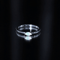 Natural Marquise Ethiopian Rainbow Opal Promise Ring in East West Style