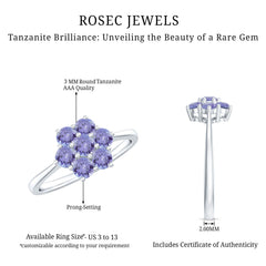 Natural Tanzanite Flower Cluster Engagement Ring