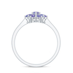 Natural Tanzanite Flower Cluster Engagement Ring