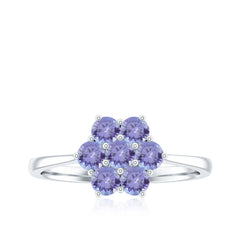 Natural Tanzanite Flower Cluster Engagement Ring