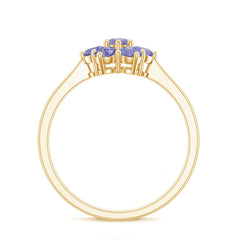 Natural Tanzanite Flower Cluster Engagement Ring