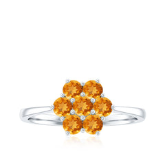 Natural Citrine Floral Engagement Ring with Certificate
