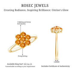 Natural Citrine Floral Engagement Ring with Certificate