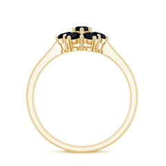 Natural Black Spinel Flower Engagement Ring with Certificate