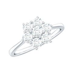 Natural Diamond Flower Cluster Engagement Ring for Women