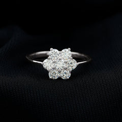 Natural Diamond Flower Cluster Engagement Ring for Women
