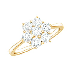 Natural Diamond Flower Cluster Engagement Ring for Women