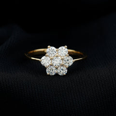 Natural Diamond Flower Cluster Engagement Ring for Women