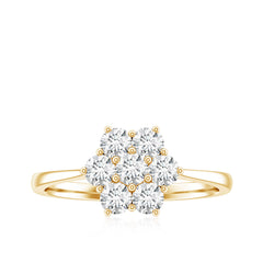 Round Shape Moissanite Cluster Flower Engagement Ring
