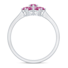 Round Shape Pink Tourmaline Flower Engagement Ring
