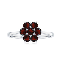 Natural Garnet Flower Cluster Engagement Ring