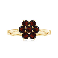 Natural Garnet Flower Cluster Engagement Ring