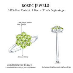 Natural Peridot Flower Cluster Engagement Ring