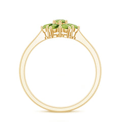 Natural Peridot Flower Cluster Engagement Ring