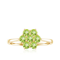 Natural Peridot Flower Cluster Engagement Ring