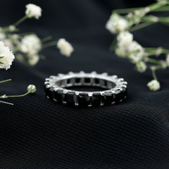 Princess Cut Black Onyx Full Eternity Wedding Band