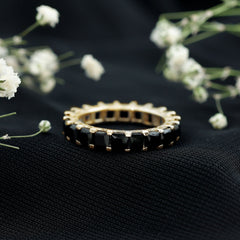 Princess Cut Black Onyx Full Eternity Wedding Band