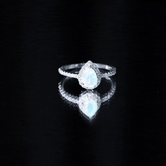 Natural 5X7mm Ethiopian Opal Teardrop Engagement Ring with Diamond Halo