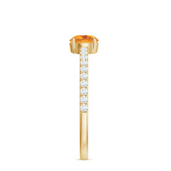 Natural Solitaire Citrine Minimal Engagement Ring with Diamond