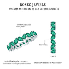 Pear Cut Lab Grown Emerald Full Eternity Band Ring
