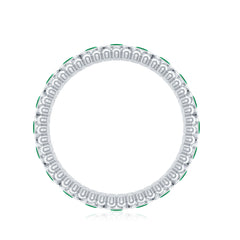Vintage Inspired Emerald Wedding Band in Bezel Setting