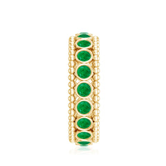 Vintage Inspired Emerald Wedding Band in Bezel Setting