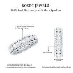 Bezel Set Moissanite Full Eternity Wedding Band with Beaded Detail