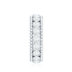 Bezel Set Moissanite Full Eternity Wedding Band with Beaded Detail