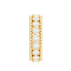 Bezel Set Moissanite Full Eternity Wedding Band with Beaded Detail