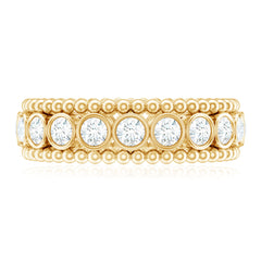 Bezel Set Moissanite Full Eternity Wedding Band with Beaded Detail