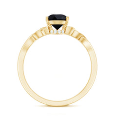 Solitaire Pear Cut Black Onyx Engagement Ring with Celtic Band