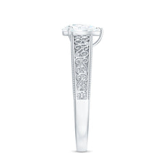 Pear Shaped Solitaire Moissanite Filigree Engagement Ring