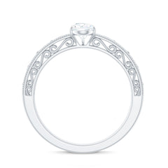 Pear Shaped Solitaire Moissanite Filigree Engagement Ring