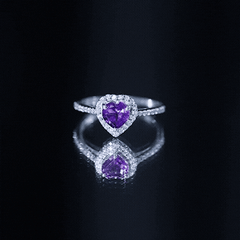 1.50 CT Heart Shape Amethyst Engagement Ring with Diamond Accent