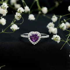 1.50 CT Heart Shape Amethyst Engagement Ring with Diamond Accent