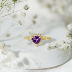 1.50 CT Heart Shape Amethyst Engagement Ring with Diamond Accent