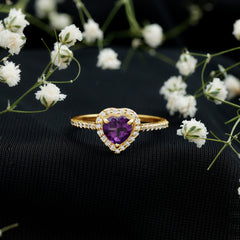 1.50 CT Heart Shape Amethyst Engagement Ring with Diamond Accent